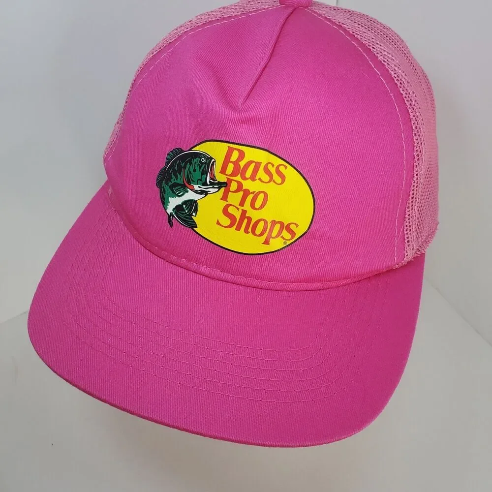 Bass Pro Shops Girls Pink Hat Outdoor Fishing Baseball Trucker Mesh Cap SnapBack